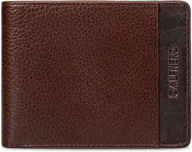 Calfnero Men Casual Brown Genuine Leather Wallet(3 Card Slots)