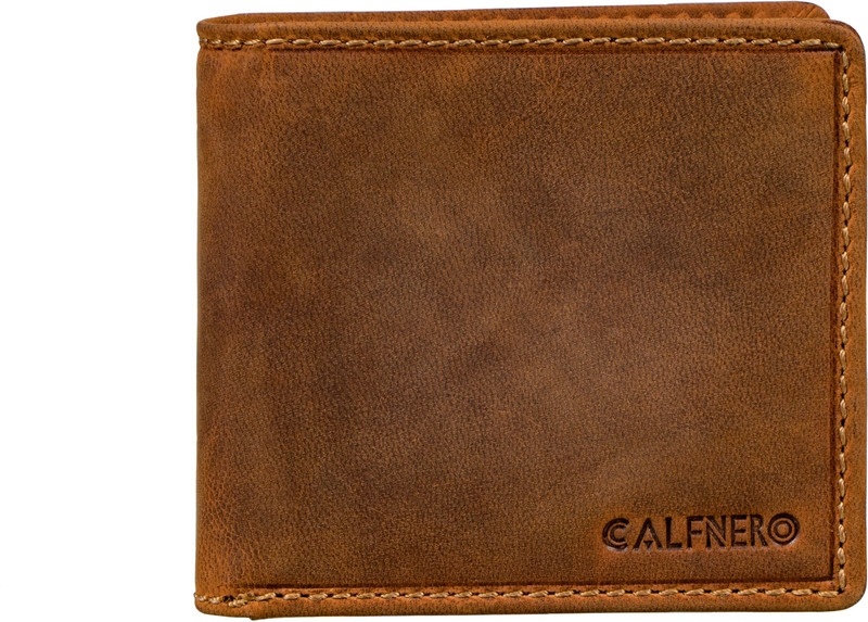 Calfnero Men Casual Khaki Genuine Leather Wallet(7 Card Slots)