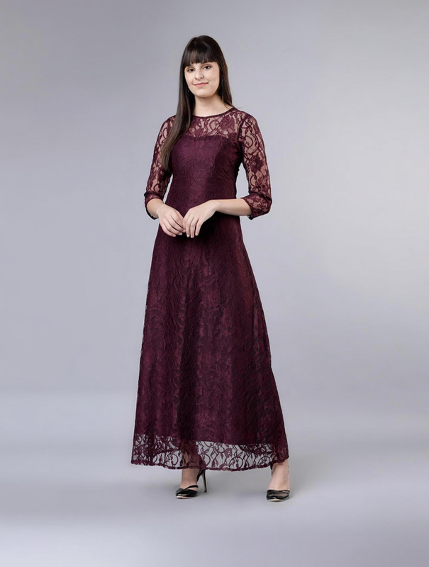 Tokyo Talkies Women Maxi Maroon Midi/Calf Length Dress