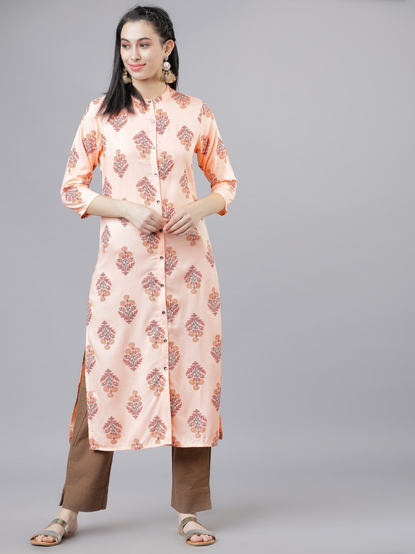 Vishudh Women Printed Straight Kurta(Multicolor)