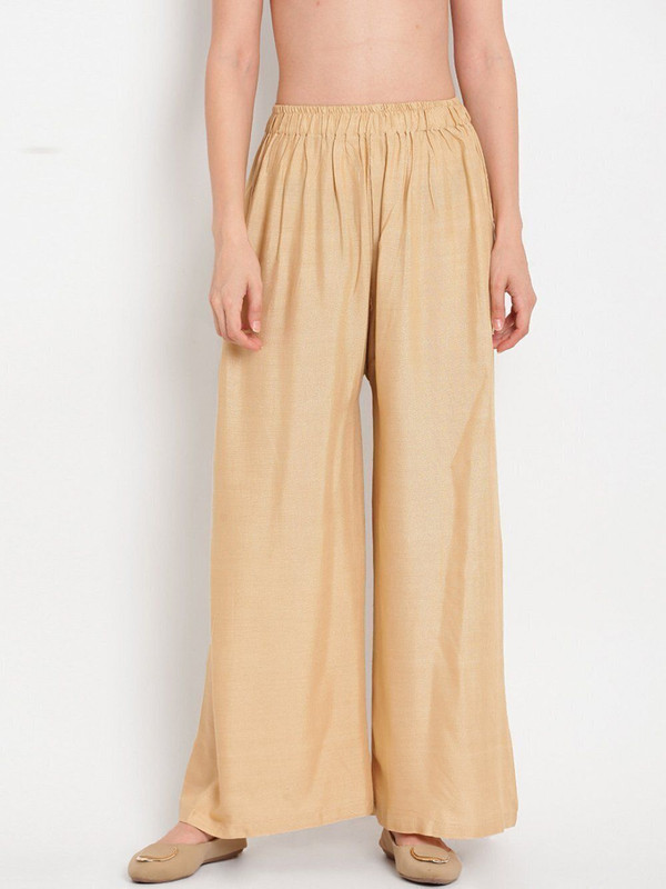 Go Gazab Regular Fit Women Gold Trousers