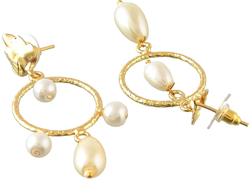 Silvermerc Designs gold-plated Circular earring for womens Pearl Brass Drops & Danglers