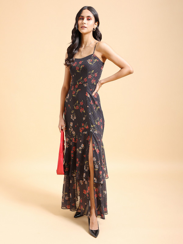 Tokyo Talkies Women Maxi Black Full Length Dress