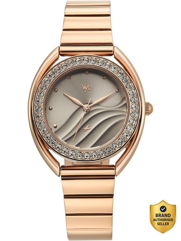 Fastrack Vyb Eclipse Minimalist Quartz Dial Rose Gold Alloy Strap Analog Watch - For Women