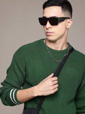 Roadster Solid Round Neck Casual Men Green Sweater