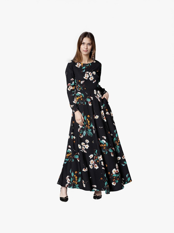 Tokyo Talkies Women Maxi Black Full Length Dress