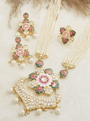 ZAVERI PEARLS Metal Gold-plated Multicolor Jewellery Set(Pack of 1)